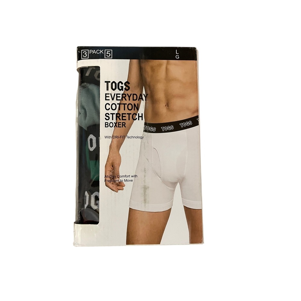 TOGS Everyday Cotton Boxer Briefs 3 Pack Size M